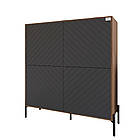 Комод-пенал з чорними металевими ніжками LION Амарант 114х40х126,5 см Дуб Ліворно/Графітовий (LION-042030), фото 2