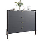 Комод із 4 шухлядами LION Wood із золотими ніжками 100х90х45 см Антрацит (LION-042957), фото 2