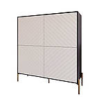 Комод-пенал з золотими металевими ніжками LION Амарант 114х40х126,5 см Бетон темний/Білий (LION-042058), фото 2