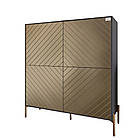 Комод-пенал з золотими металевими ніжками LION Амарант 114х40х126,5 см Антрацит/Перламутровий металік (LION-042064), фото 2