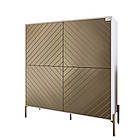 Комод-пенал з золотими металевими ніжками LION Амарант 114х40х126,5 см Німфея Альба (білий)/Перламутровий металік (LION-042067), фото 2