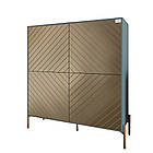 Комод-пенал з золотими металевими ніжками LION Амарант 114х40х126,5 см Граніт сірий/Перламутровий металік (LION-042070), фото 2