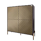 Комод-пенал з золотими металевими ніжками LION Амарант 114х40х126,5 см Бетон темний/Перламутровий металік (LION-042078), фото 2