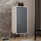 Комод-пенал з рельєфним оздобленням фасаду та золотими металевими ніжками LION Амарант 84x40x150 см Дуб Ліворно/Графітовий, фото 5