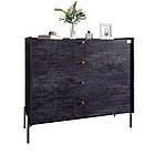 Комод із 4 шухлядами LION Wood із золотими ніжками 100х90х45 см Бетон темний (LION-042960), фото 2