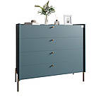 Комод із 4 шухлядами LION Wood із золотими ніжками 100х90х45 см Граніт сірий (LION-042961), фото 2