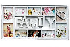 Фоторамка "Family" белая на 10 фото