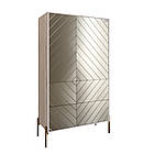 Комод-пенал з рельєфним оздобленням фасаду та золотими металевими ніжками LION Амарант 84x40x150 см Самоа Димчастий/Перламутровий, фото 2