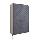 Комод-пенал з рельєфним оздобленням фасаду та золотими металевими ніжками LION Амарант 84x40x150 см Німфея Альба, фото 2