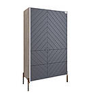 Комод-пенал з рельєфним оздобленням фасаду та золотими металевими ніжками LION Амарант 84x40x150 см Бетон/Графітовий (LION-042209), фото 2