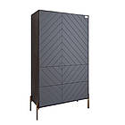 Комод-пенал з рельєфним оздобленням фасаду та золотими металевими ніжками LION Амарант 84x40x150 см Бетон темний/Графітовий, фото 2