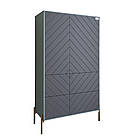 Комод-пенал з рельєфним оздобленням фасаду та золотими металевими ніжками LION Амарант 84x40x150 см Граніт сірий/Графітовий, фото 2