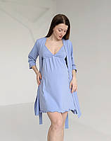 Комплект халат і сорочка з кліпсами для годування SKY BLUE, фото 3