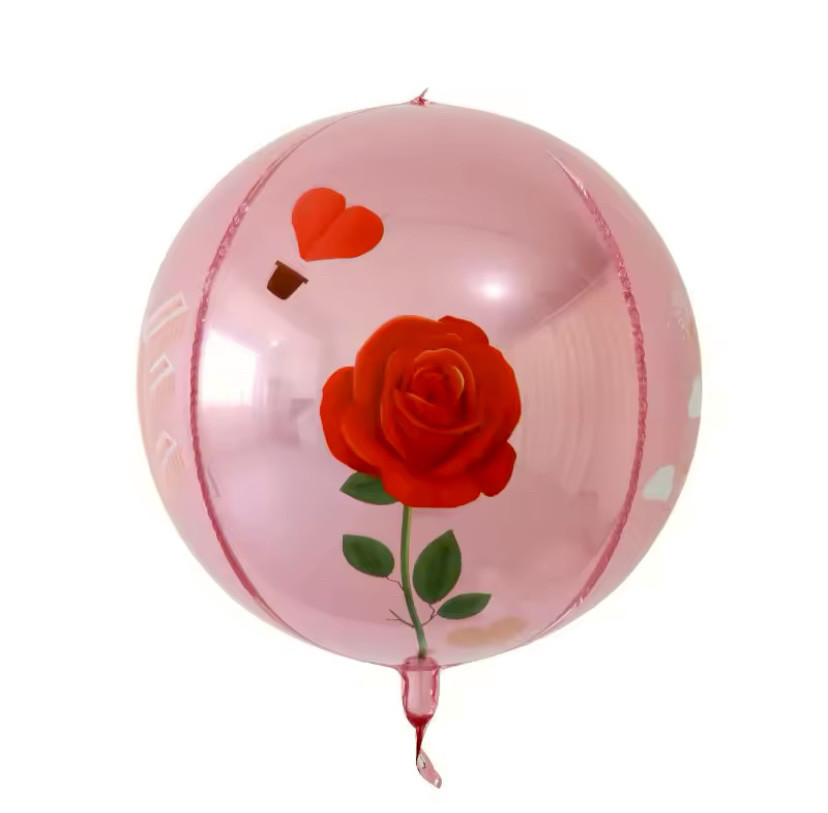 Фольгована куля, сфера рожеве золото з принтом, фото 1