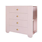 Комод для дитячої кімнати LION Інді з 4 шухлядами та бічними нішами Рожевий (LION-042947), фото 2