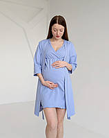 Комплект халат і сорочка для годування на запа́х SKY BLUE, фото 3