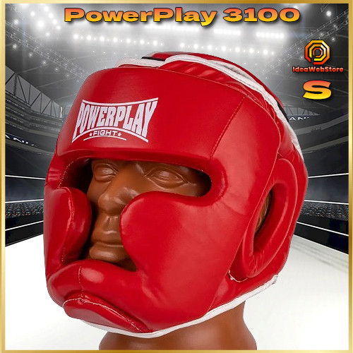 Шолом боксерський з повним захистом тренувальний червоний PowerPlay 3100 розмір S