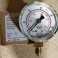 Манометр 0...30/32 л/хв G1/4 — Для редуктора Ar/CO2 (аргон/вуглекислота) Abicor Binzel