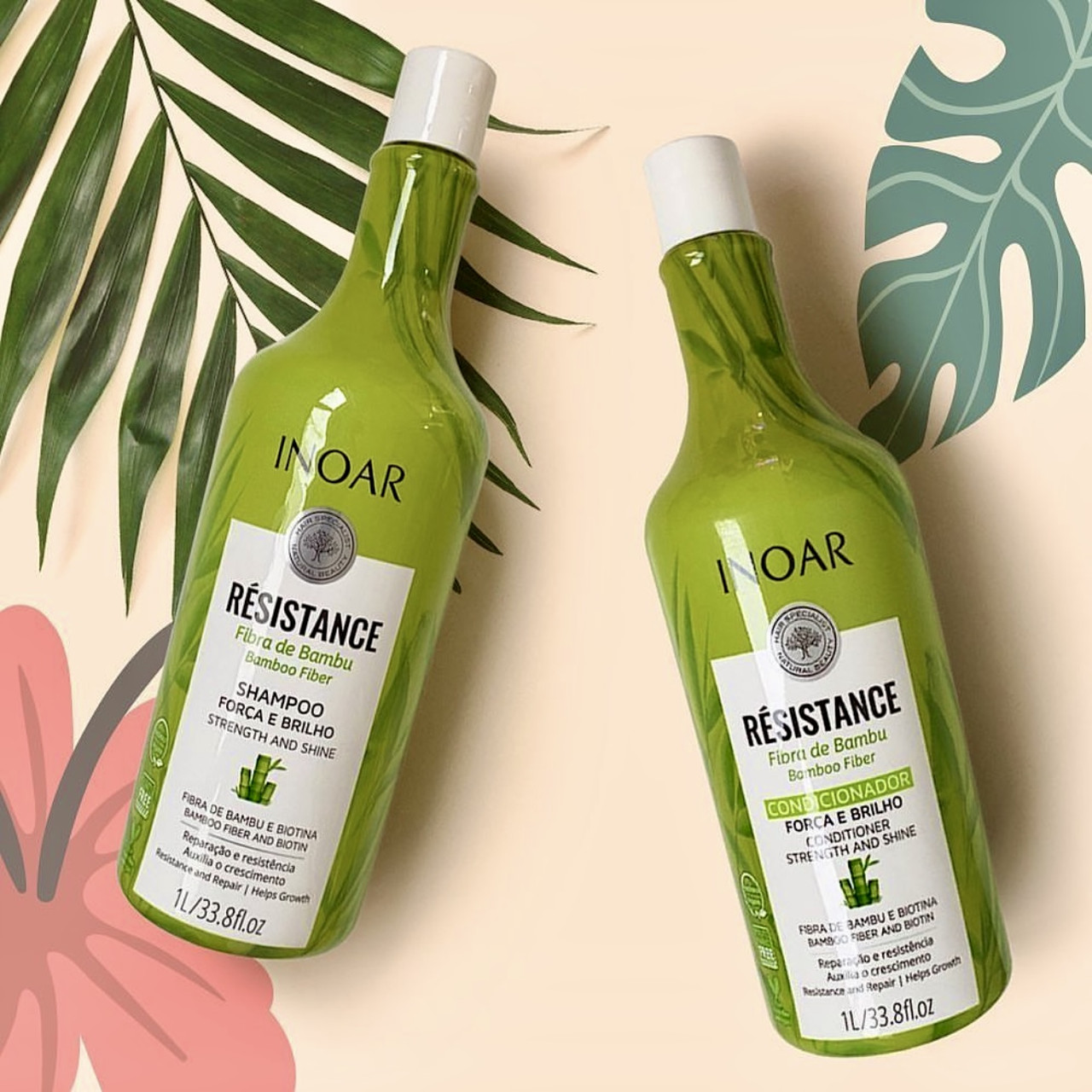 Безсульфатний набір для пористого волосся, Іноар Бамбук, шампунь та кондиціонер, 2х1000 мл, фото 1