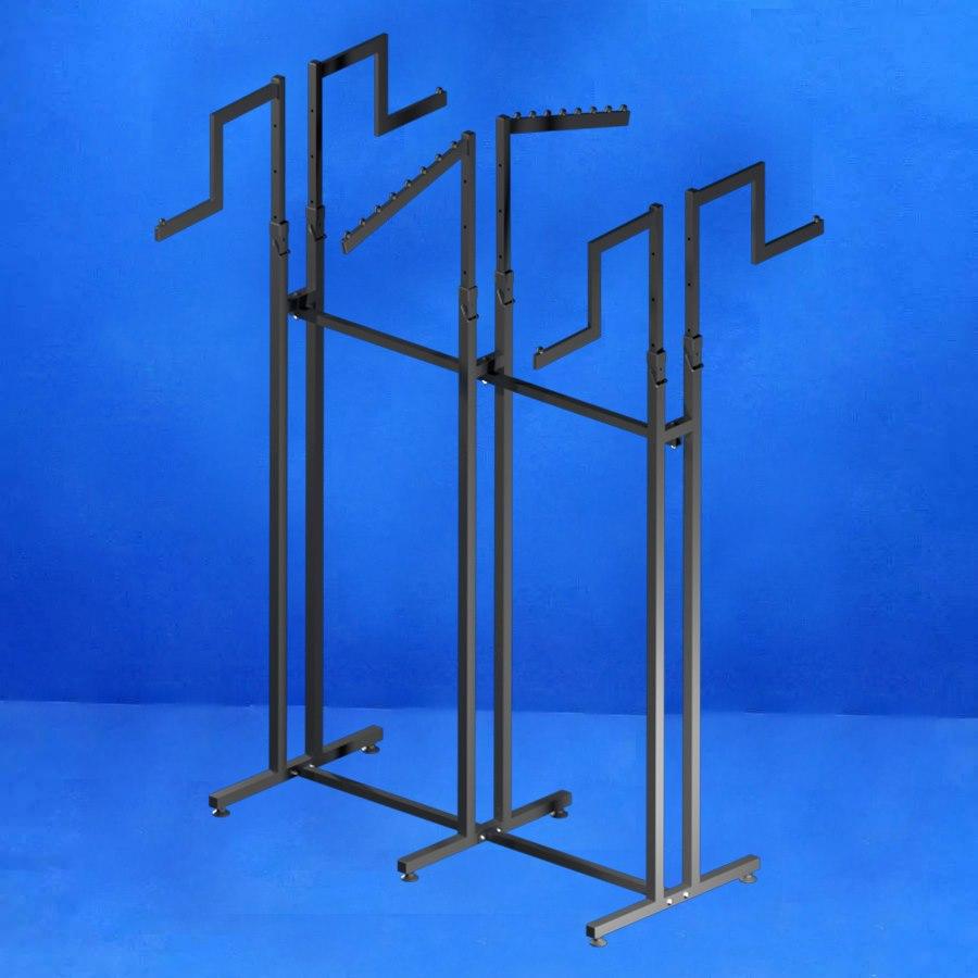 Вішало стійка для одягу металева 6 кронштейнів зигзаг і похилий, чорний, фото 1