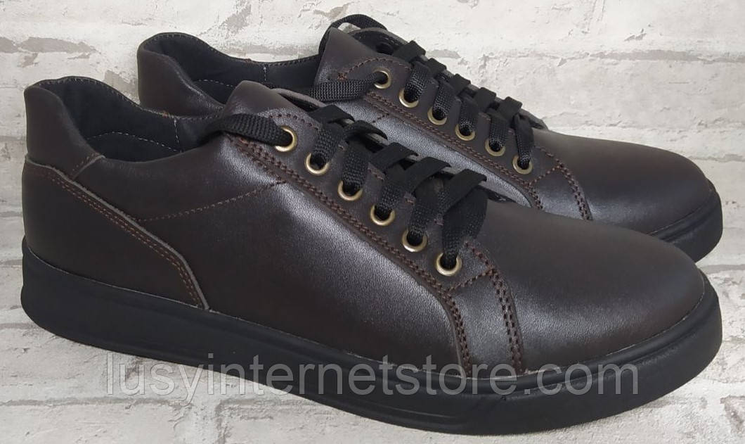 Кеди чоловічі шкіряні на шнурках від виробника модель СЛ23-501-1, фото 1