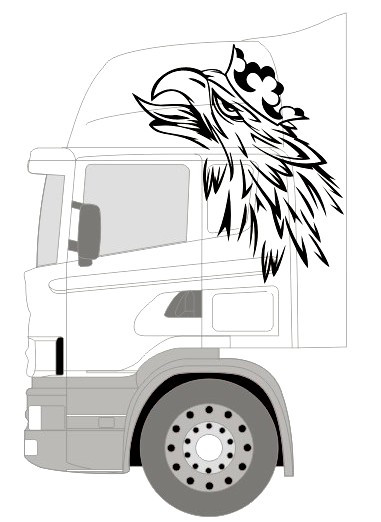 Наклейки - scania, грифон на кабіну 150 х 90 см - права та ліва