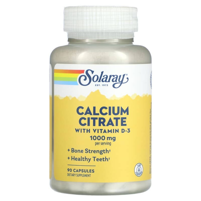 Кальцій цитрат і Вітамін Д3 Solaray Calcium Citrate with Vitamin D3 90 капсул, фото 1