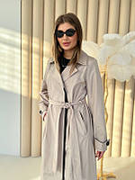 Трендовий жіночий легкий демісезонний подовжений плащ с поясом ''Сандра'