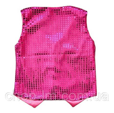 Жилетка малинова блискуча (зріст 128-134 см). Святковий жилет із паєтками, фото 2