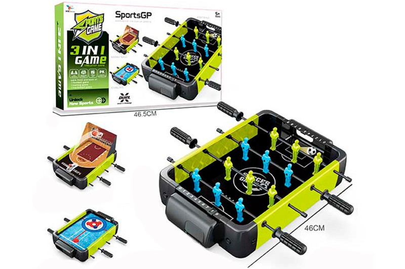 Футбол 960-3 3в1 (баскетбол, керлінг), на штангах, 46-30-7,5см, ігрове поле 28,5-39,5см, м'яч, фото 1