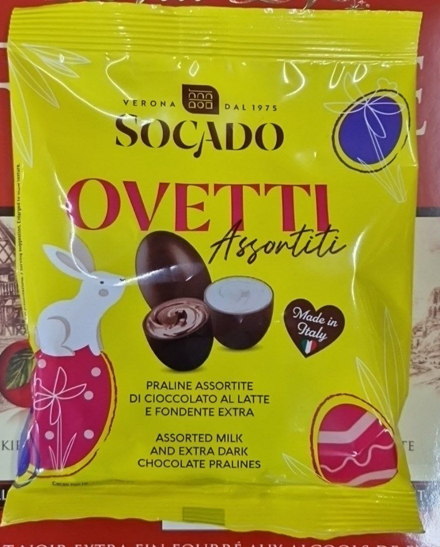 Шоколадні яйця з начинкою Socado Ovetti Assortiti 110 г.