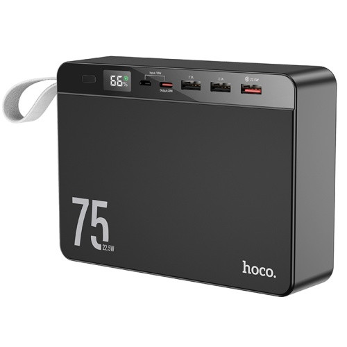 Додаткова батарея Power Bank Hoco J94 Overlord PD20W+QC3.0 22.5W fully compatible PD20W/QC/LCD 75000 mAh (Чорний)