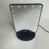 Прямокутне LED дзеркало для макіяжу Large Mirror, настільне дзеркало з LED-підсвічуванням Чорне MLLM-22-Black, фото 6