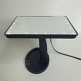 Дзеркало з підсвіткою для макіяжу настільне прямокутне Large Mirror, живлення від USB/батарейок Чорне, MLLM-22-Black, фото 6