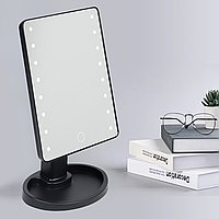 Прямокутне LED дзеркало для макіяжу Large Mirror, настільне дзеркало з LED-підсвічуванням Чорне MLLM-22-Black