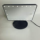 Дзеркало з підсвіткою для макіяжу настільне прямокутне Large Mirror, живлення від USB/батарейок Чорне, MLLM-22-Black, фото 9