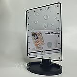 Дзеркало з підсвіткою для макіяжу настільне прямокутне Large Mirror, живлення від USB/батарейок Чорне, MLLM-22-Black, фото 2