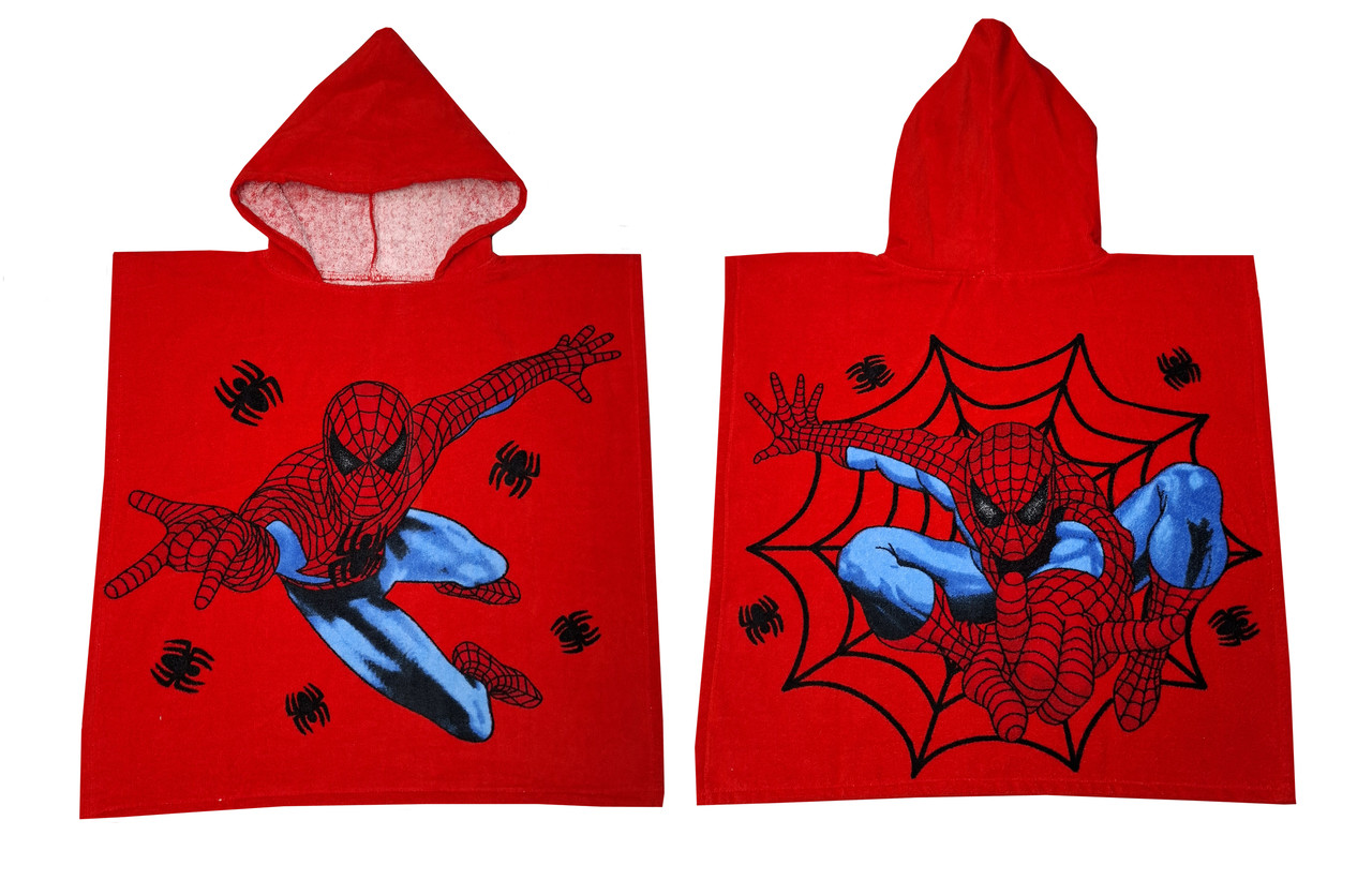 Пляжне пончо дитяче 60x120 Disney Spider Men для хлопчика бавовняне Туреччина