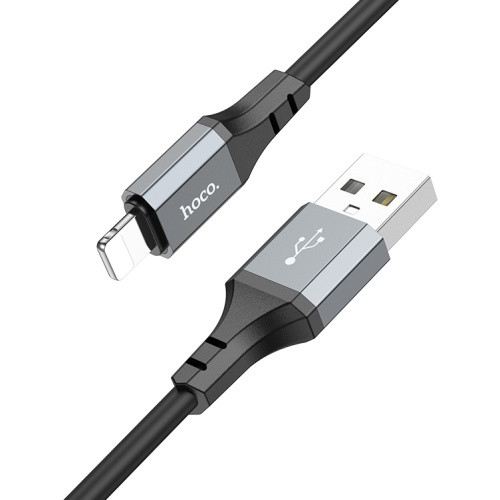 Кабель Hoco X86 Spear silicone USB - Lightning 2.4A/1m (Чорний)