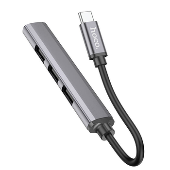 HUB USB Hoco HB26 4in1 adapter (Type-C to 1USB3.0+3USB2.0) Metal Grey