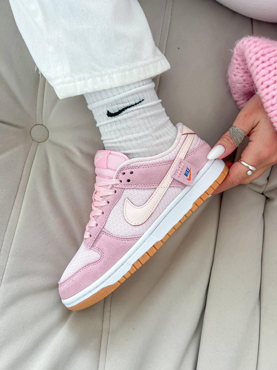 Жіночі кросівки Nike Sb Dunk Low Teddy Bear Pink Кеди Найк СБ Данк рожеві низькі замша текстиль демісезон