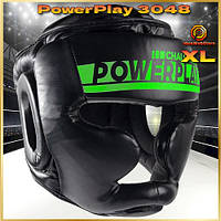 Шолом для боксу з повним захистом закритий тренувальний чорний PowerPlay 3048 розмір XL