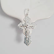 Хрестик зі срібла з розп'яттям і написом Спаси і Збережи класичний