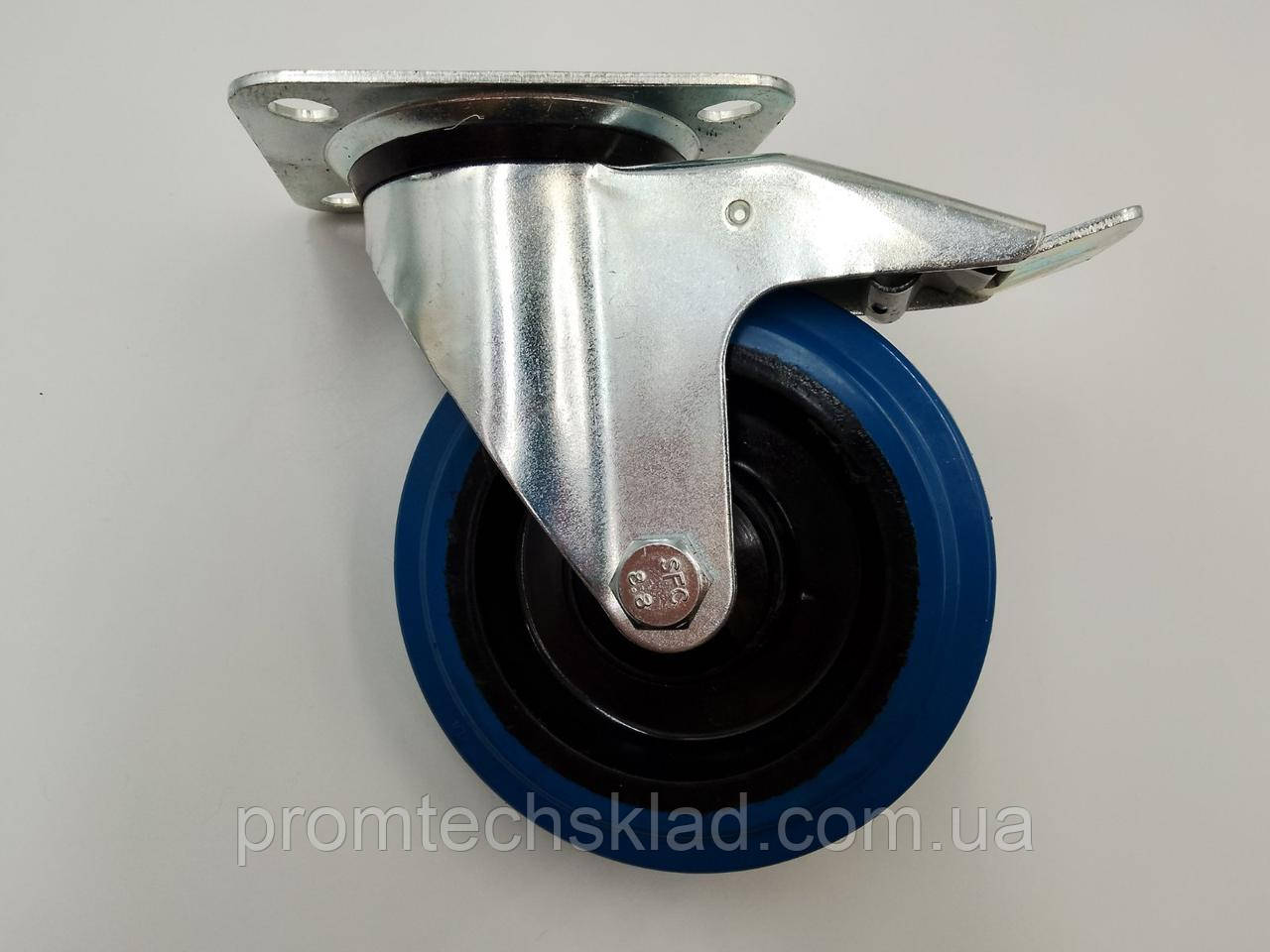 Колесо з гальмом, еластична гума/поліамід, 125 мм (200 кг)