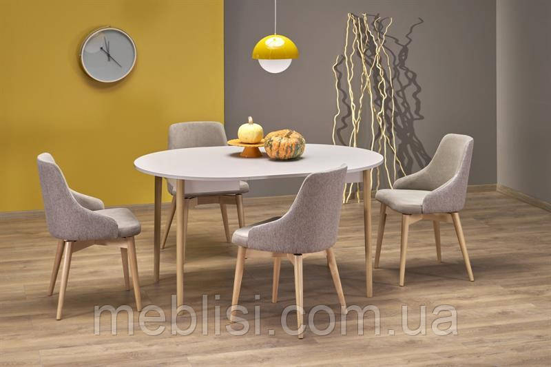 Стіл розкладний PIVOT кашемір/натуральний 102(142)х102х75 (Halmar)