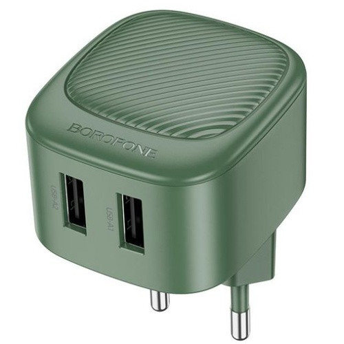 Мережевий Зарядний Пристрій Borofone BAS21A Special 2USB/10.5W/2A (Зелений)