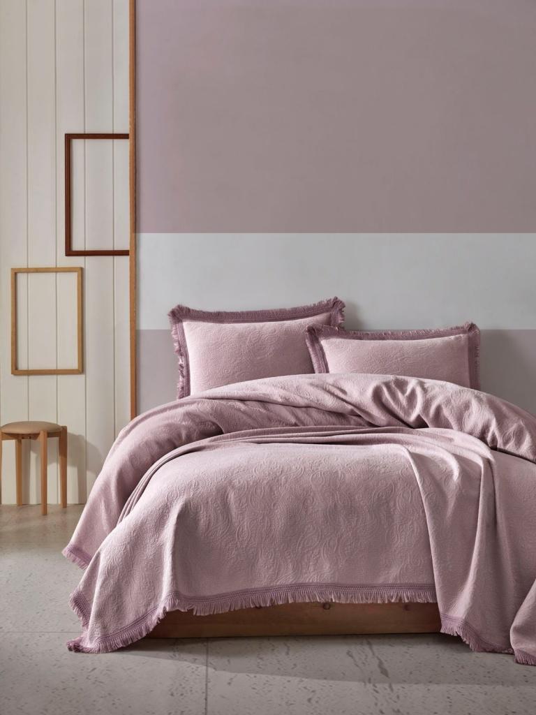 Жакардове покривало з наволочками Saheser Grace lila 240*260 +дві наволочки 50×70см, фото 1