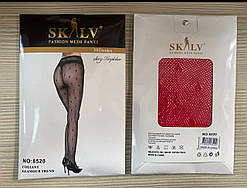 Жіночі колготи дрібна сітка червоні сердечка SKLV, універсальні