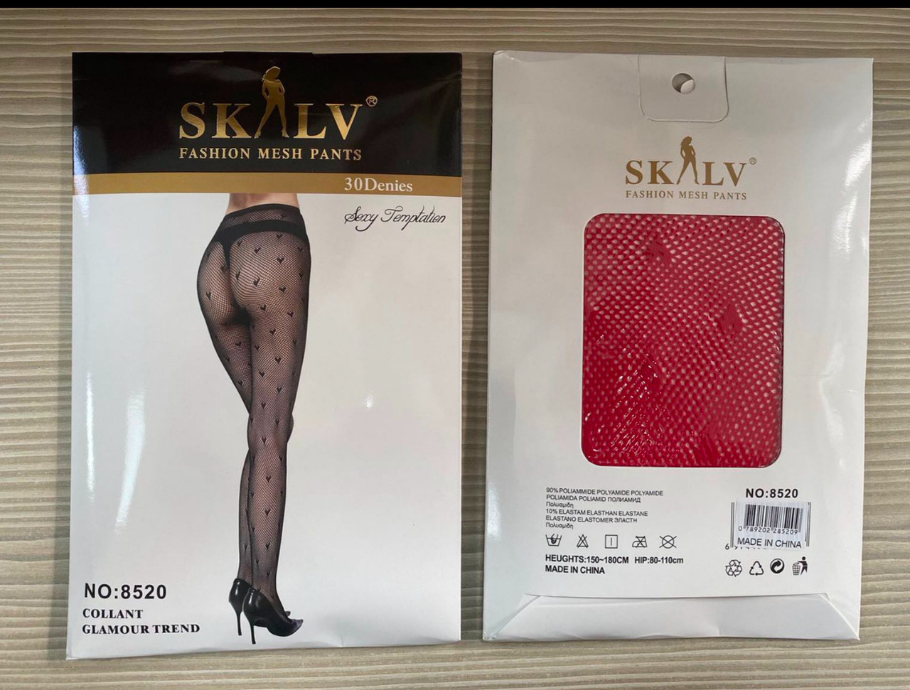 Жіночі колготи дрібна сітка червоні сердечка SKLV, універсальні