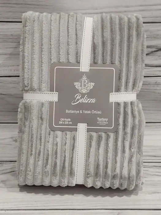 Плед мікрофібра Belizza Line Gri 200×220 см, фото 1